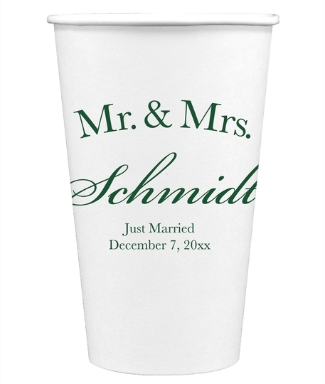 Mr  & Mrs Arched Paper Coffee Cups