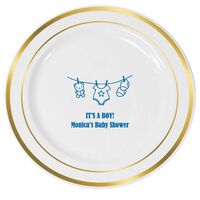 Teddy Bear Clothesline Premium Banded Plastic Plates