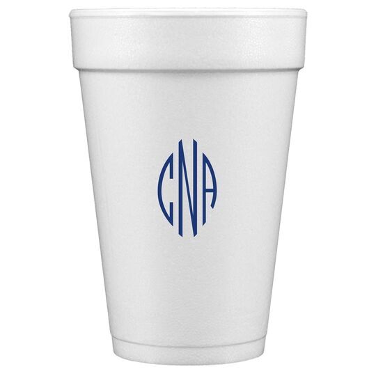 Shaped Oval Monogram Styrofoam Cups