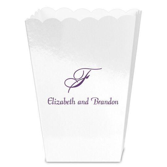 Pick Your Single Monogram with Text Mini Popcorn Boxes