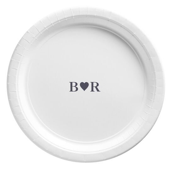 2 Initials Plus Heart Paper Plates