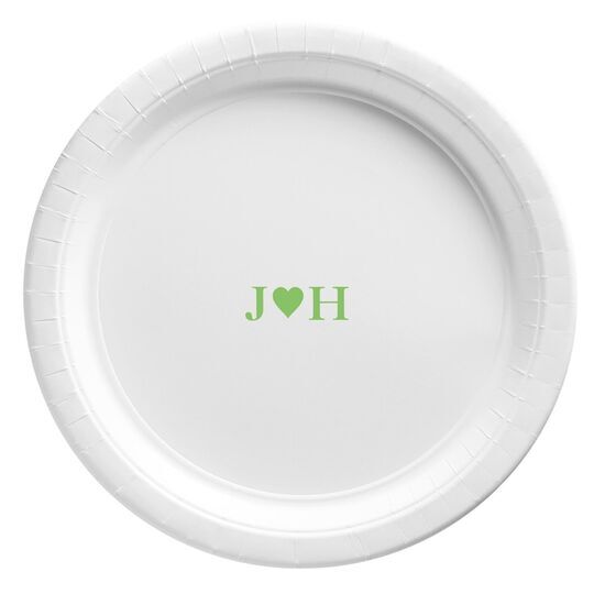 2 Initials Plus Heart Paper Plates