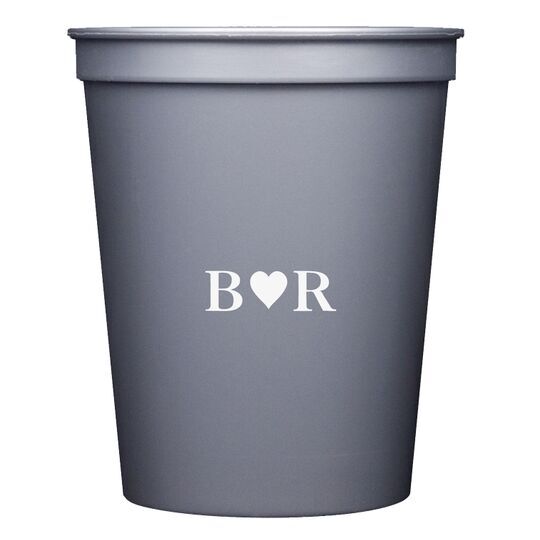 2 Initials Plus Heart Stadium Cups