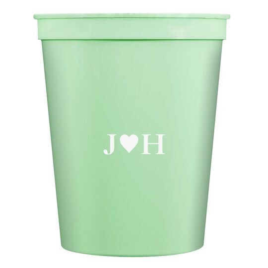 2 Initials Plus Heart Stadium Cups