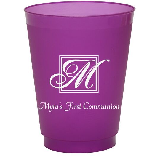 Pick Your Single Initial Monogram with Text Colored Shatterproof Cups