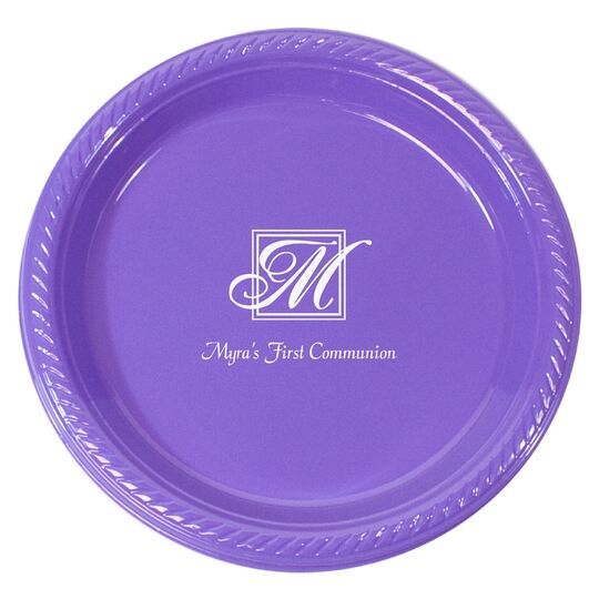 Pick Your Single Initial Monogram with Text Plastic Plates