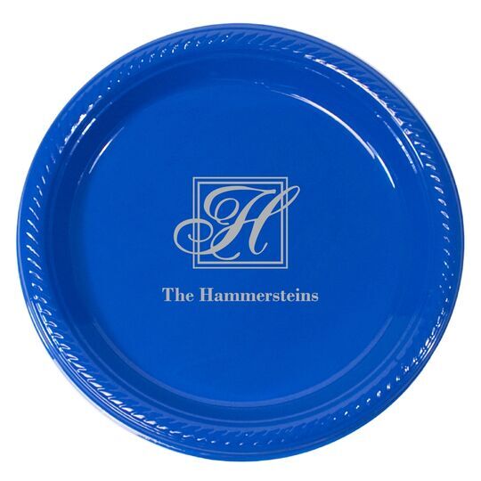 Pick Your Single Initial Monogram with Text Plastic Plates
