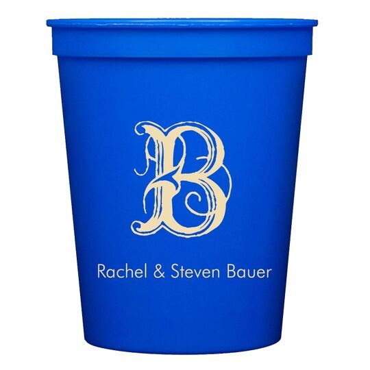 Pick Your Single Initial with Text Stadium Cups