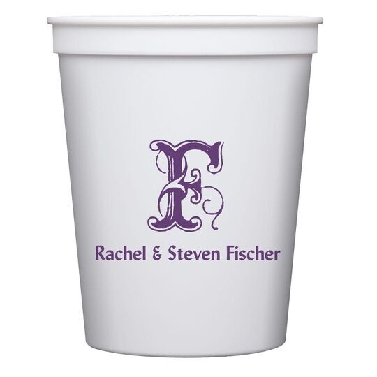 Pick Your Single Initial with Text Stadium Cups