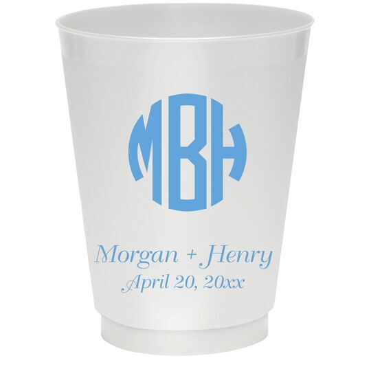 Rounded Monogram with Text Colored Shatterproof Cups