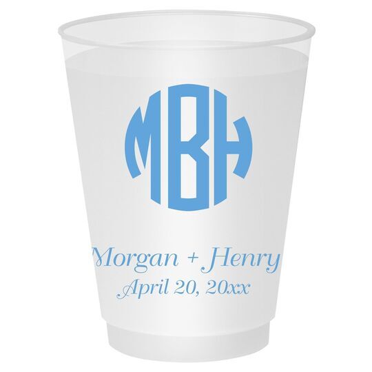 Rounded Monogram with Text Shatterproof Cups