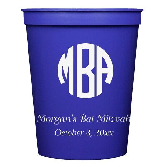 Rounded Monogram with Text Stadium Cups