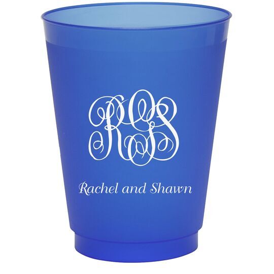 Script Monogram with Text Colored Shatterproof Cups