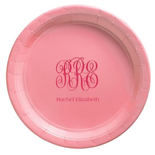 Script Monogram with Text Paper Plates