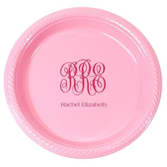 Script Monogram with Text Plastic Plates