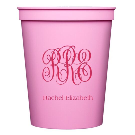 Script Monogram with Text Stadium Cups