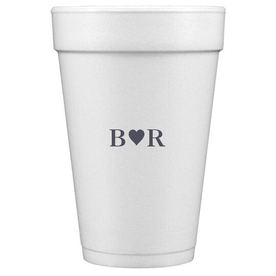 2 Initials Plus Heart Styrofoam Cups