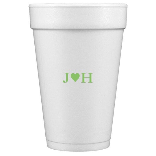 2 Initials Plus Heart Styrofoam Cups