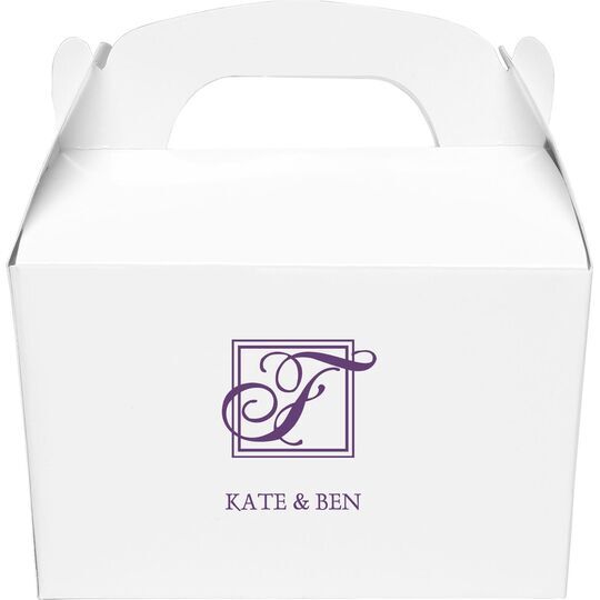 Pick Your Single Initial Monogram with Text Gable Favor Boxes