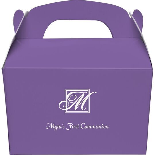 Pick Your Single Initial Monogram with Text Gable Favor Boxes