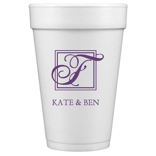 Pick Your Single Initial Monogram with Text Styrofoam Cups