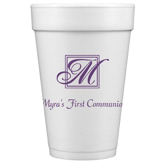 Pick Your Single Initial Monogram with Text Styrofoam Cups