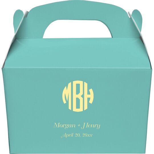 Rounded Monogram with Text Gable Favor Boxes