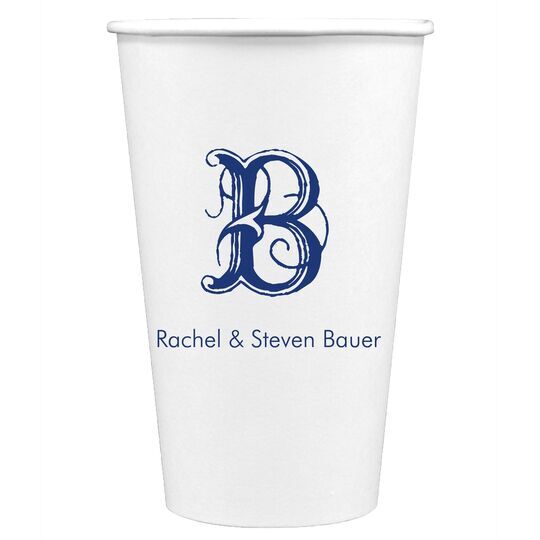 Pick Your Single Initial with Text Paper Coffee Cups