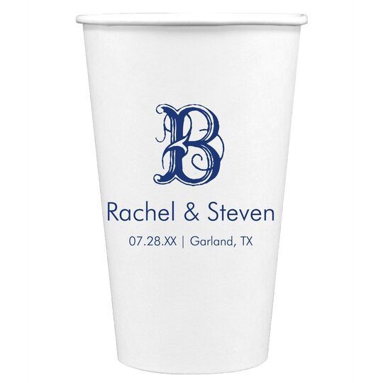 Pick Your Single Initial with Text Paper Coffee Cups