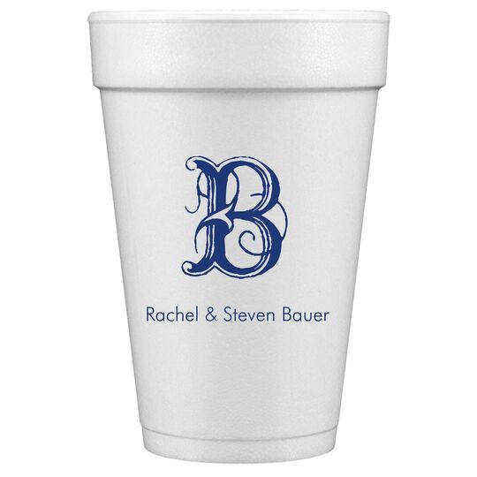 Pick Your Single Initial with Text Styrofoam Cups