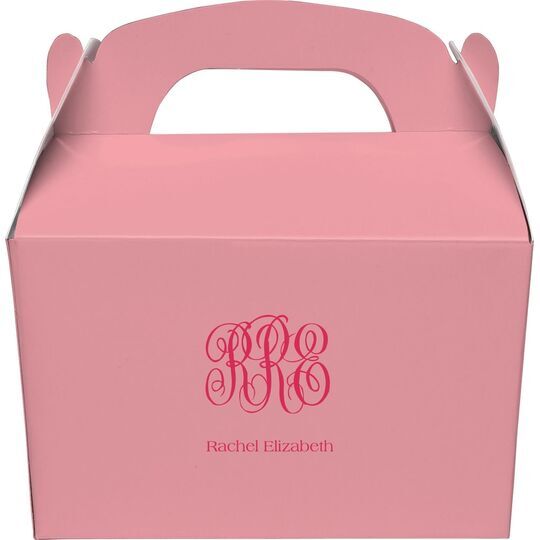 Script Monogram with Text Gable Favor Boxes