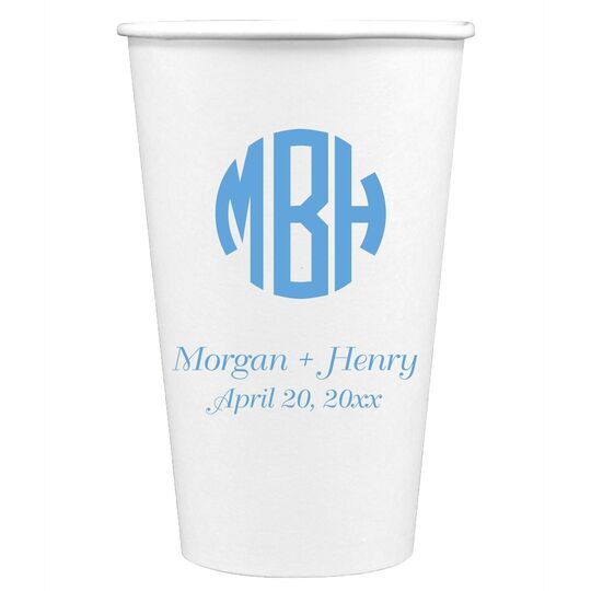 Rounded Monogram with Text Paper Coffee Cups