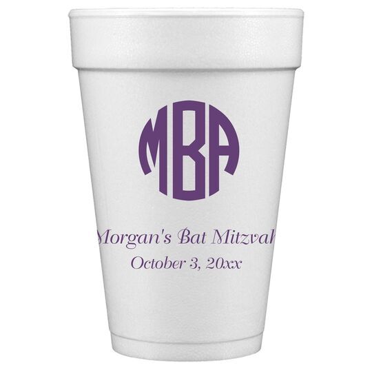 Rounded Monogram with Text Styrofoam Cups