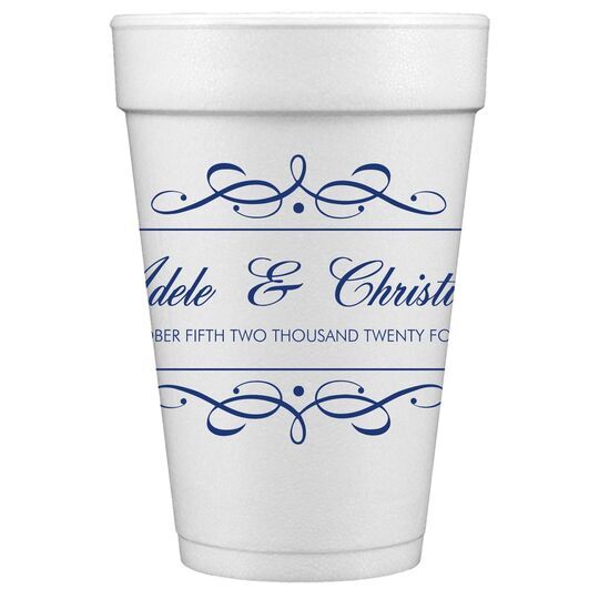 Royal Flourish Framed Names and Text Styrofoam Cups