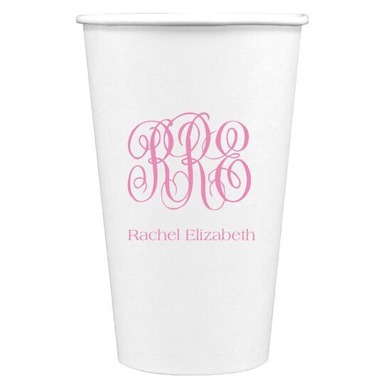 Script Monogram with Text Paper Coffee Cups