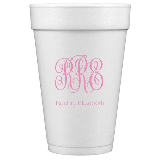 Script Monogram with Text Styrofoam Cups