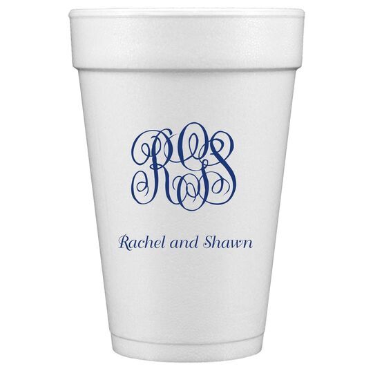 Script Monogram with Text Styrofoam Cups