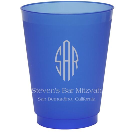 Shaped Oval Monogram with Text Colored Shatterproof Cups