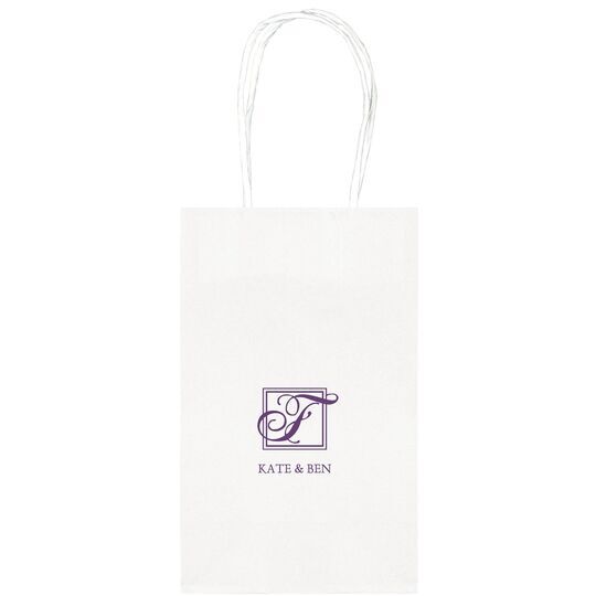 Pick Your Single Initial Monogram with Text Medium Twisted Handled Bags