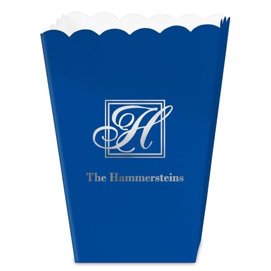 Pick Your Single Initial Monogram with Text Mini Popcorn Boxes