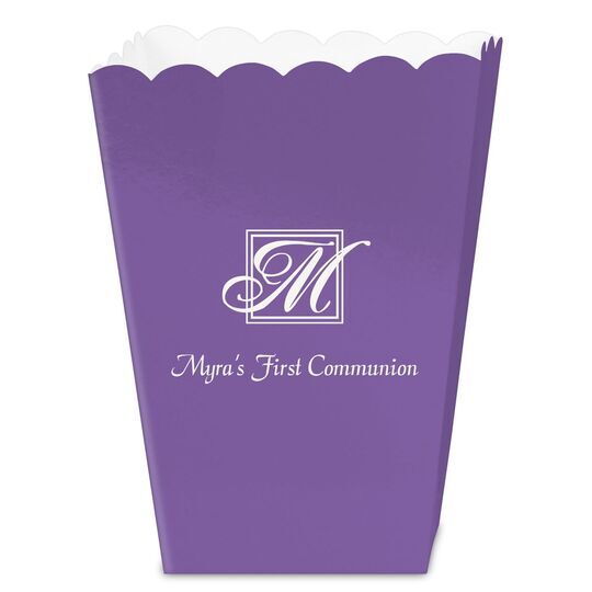 Pick Your Single Initial Monogram with Text Mini Popcorn Boxes