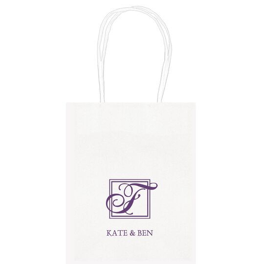 Pick Your Single Initial Monogram with Text Mini Twisted Handled Bags