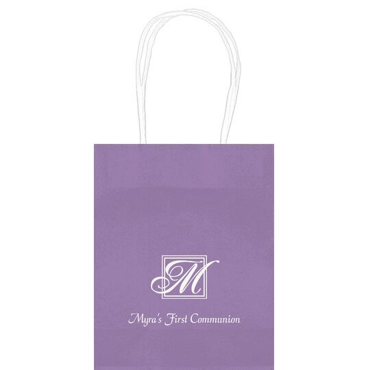 Pick Your Single Initial Monogram with Text Mini Twisted Handled Bags