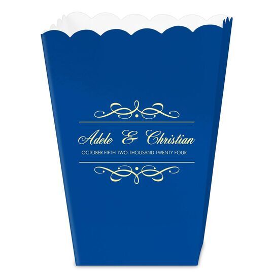 Royal Flourish Framed Names and Text Mini Popcorn Boxes