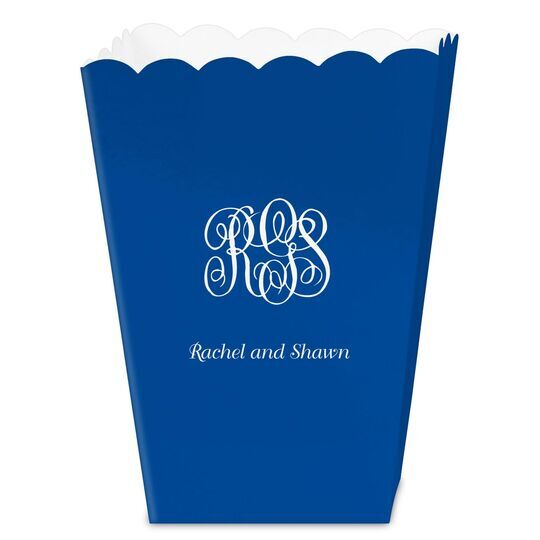 Script Monogram with Text Mini Popcorn Boxes