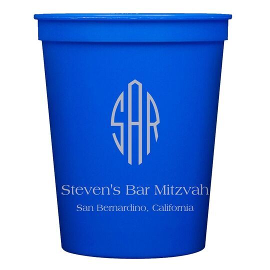 Shaped Oval Monogram with Text Stadium Cups