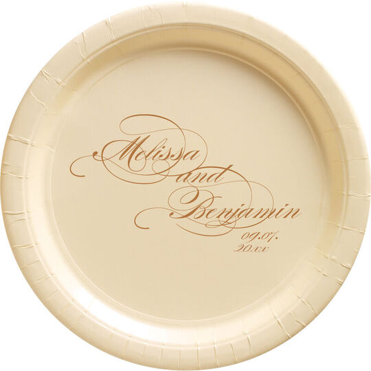 Romantic Script Paper Plates