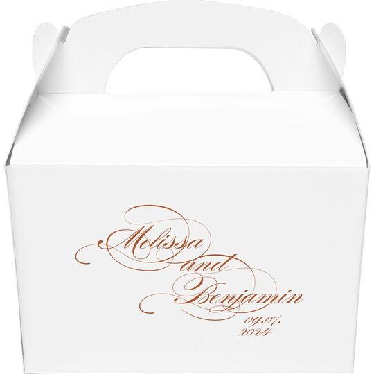 Romantic Script Gable Favor Boxes