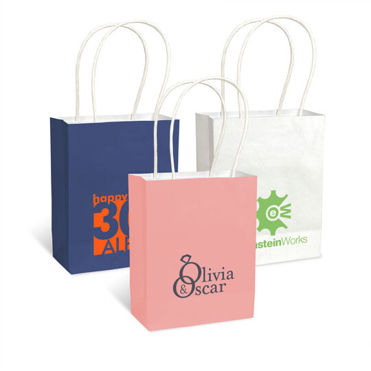 Custom Mini Twisted Handled Bags with Your 1-Color Logo