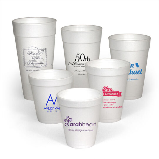 Custom with Your 1-Color Artwork with Text we will Typeset Styrofoam Cups